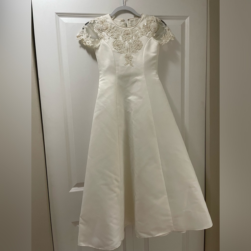 Michangelangelo White Formal Party Dress Youth 8 Embroidered Embellished